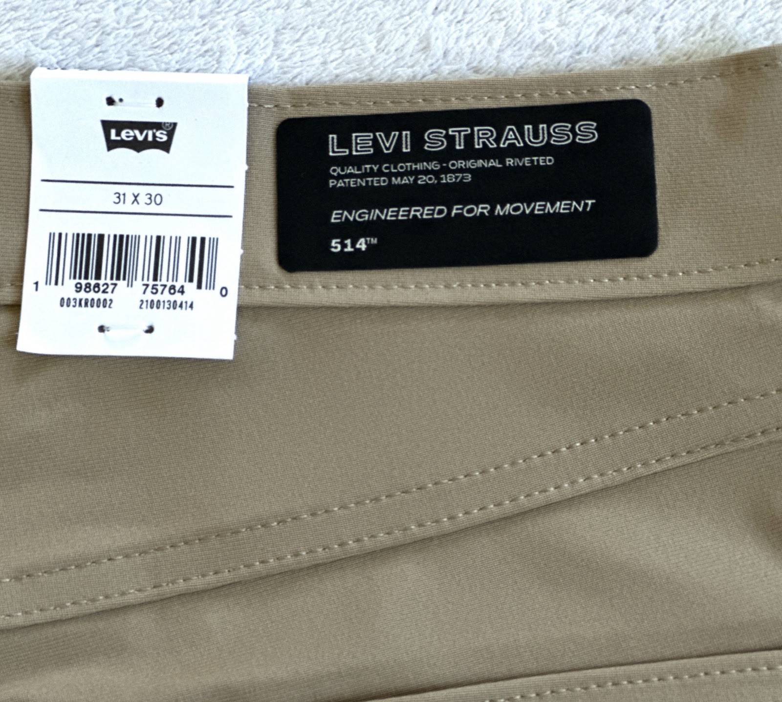 Levi’s Men’s 514 Straight Tech Pants, Beige