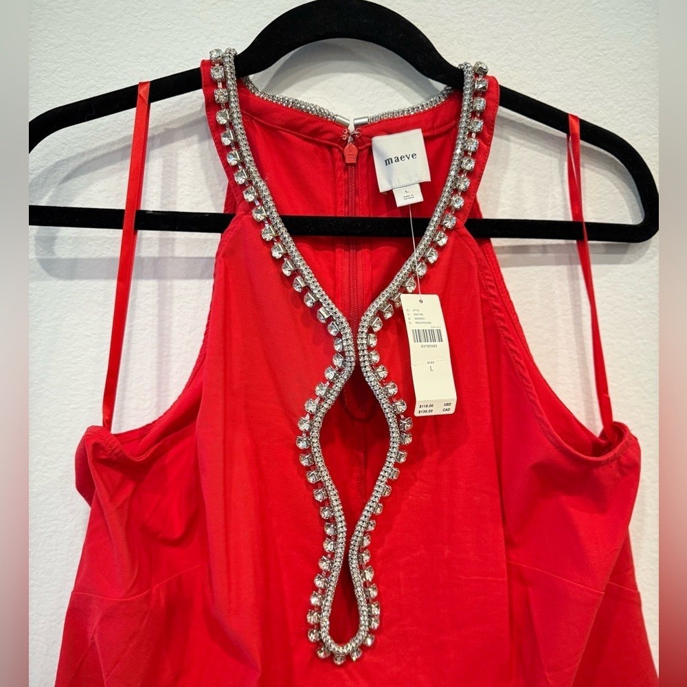 NWT Maeve Red Embellished Blouse