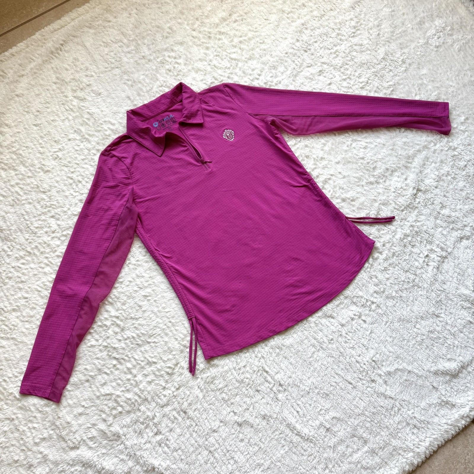 IBKUL 1/4 Zip Adjustable Length Long Sleeve Polo M UPF 50 Tennis Pickleball Golf