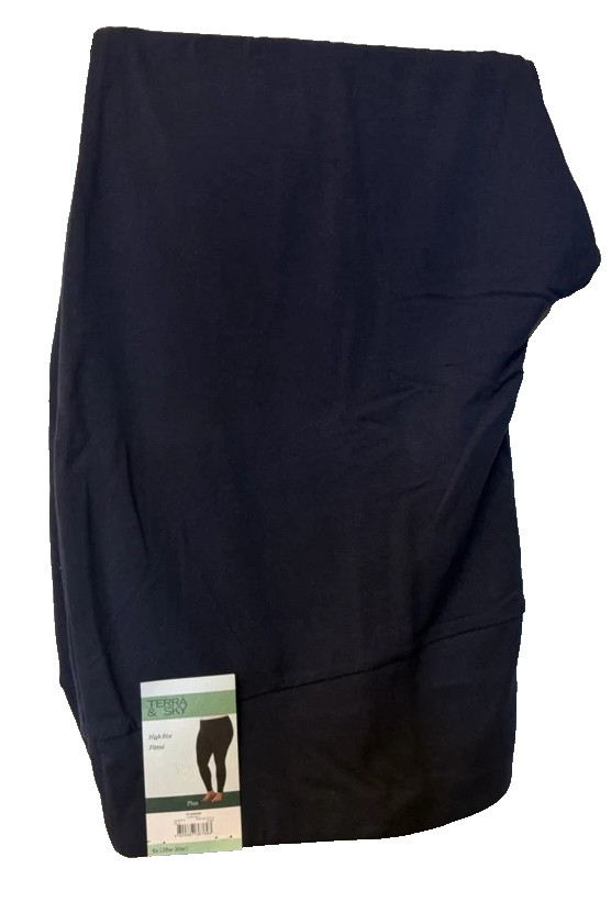 Terra & Sky 4X (28W-30W) Dark Navy High Waist Ankle Length Leggings NWT
