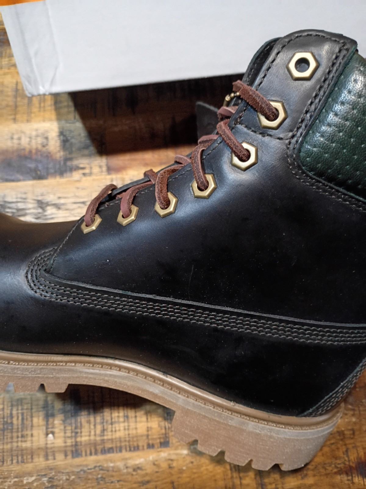Mens Timberland Premium 6 Waterproof BOOTS Dk. GREEN FULL GRAIN LEATHER Sz 8.5