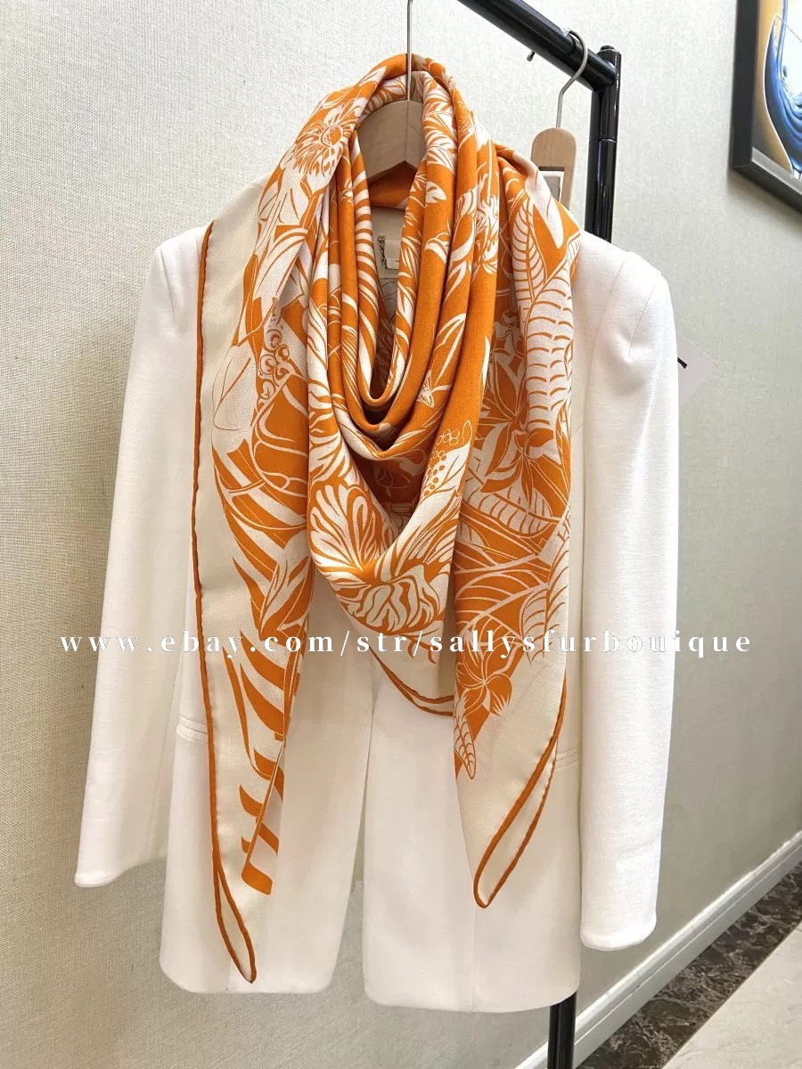 Sallys 70% Cashmere & 30% Silk Wrap Scarf Flamingo Print Double Face Shawl 53″