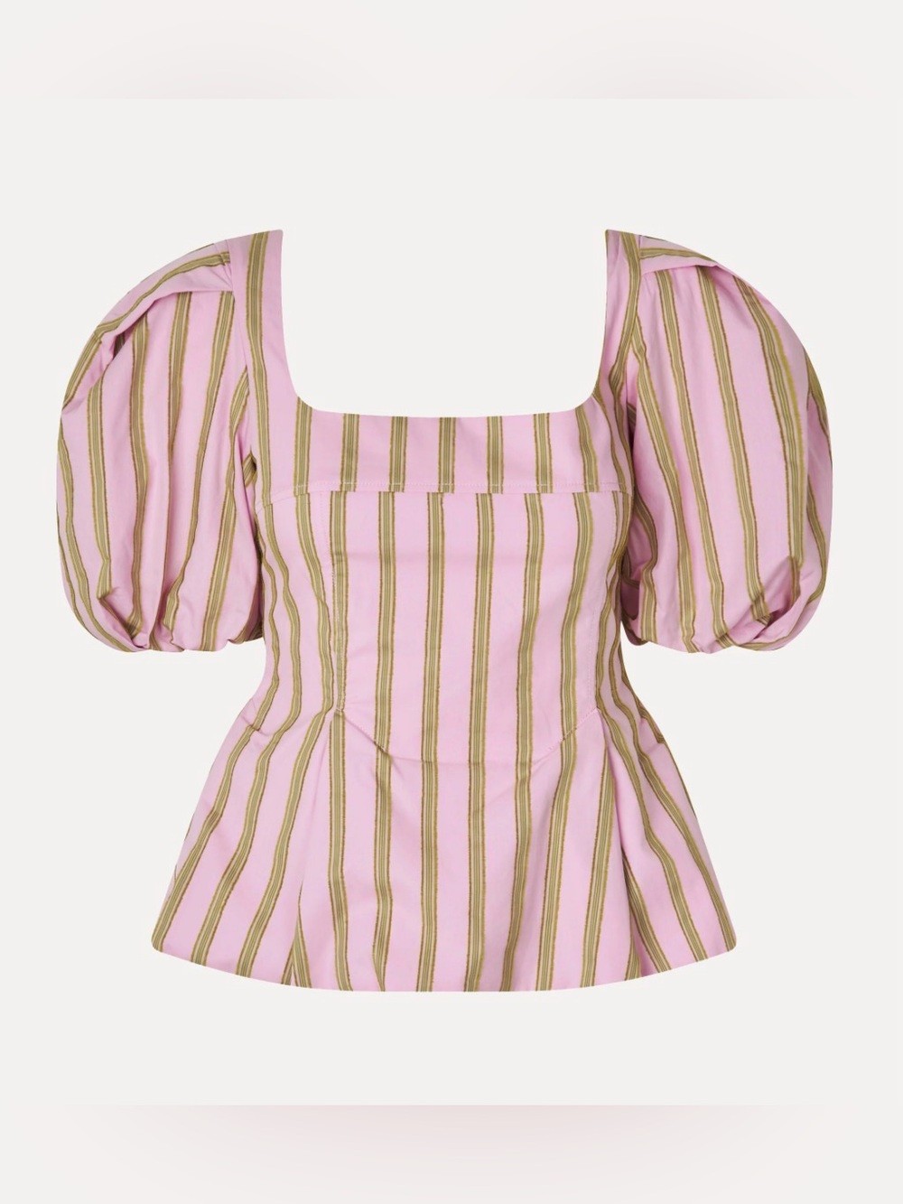 Stine Goya Wallpaper Stripe Puff Sleeve Top XS 🌸💚✨