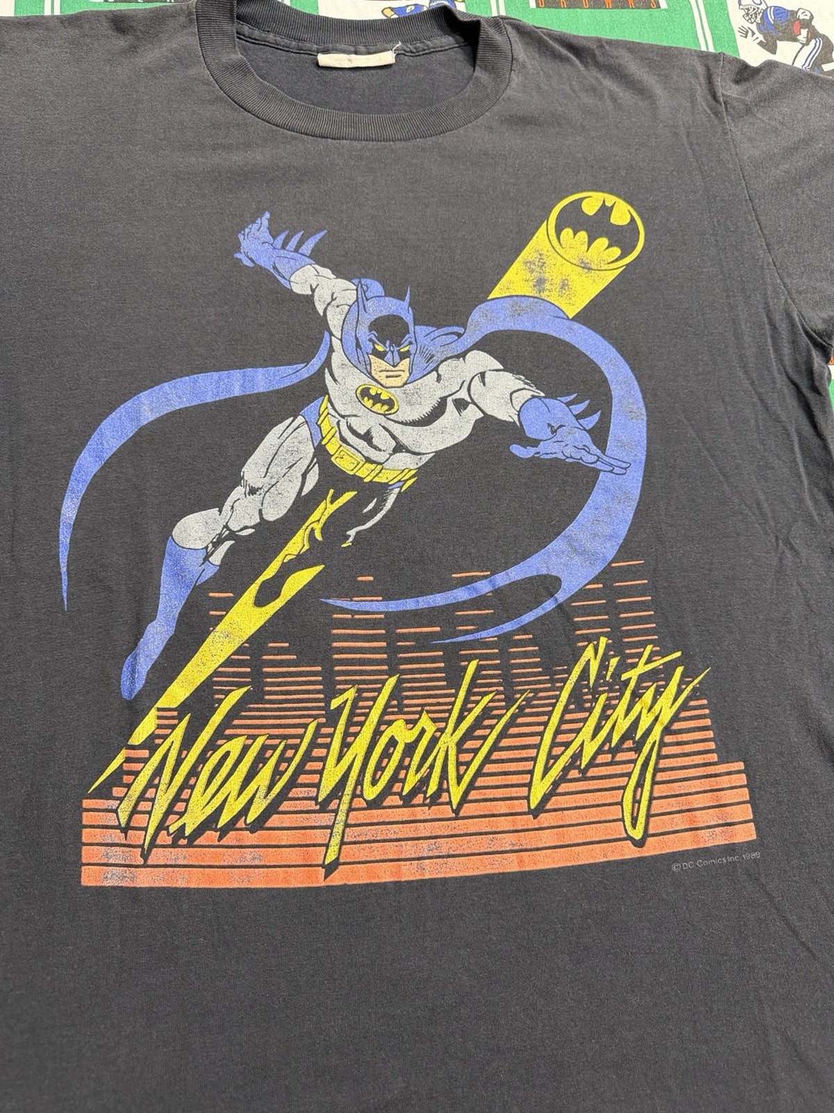 Vtg 80s Batman New York City Graphic Print Black Men’s L Crew T-Shirt
