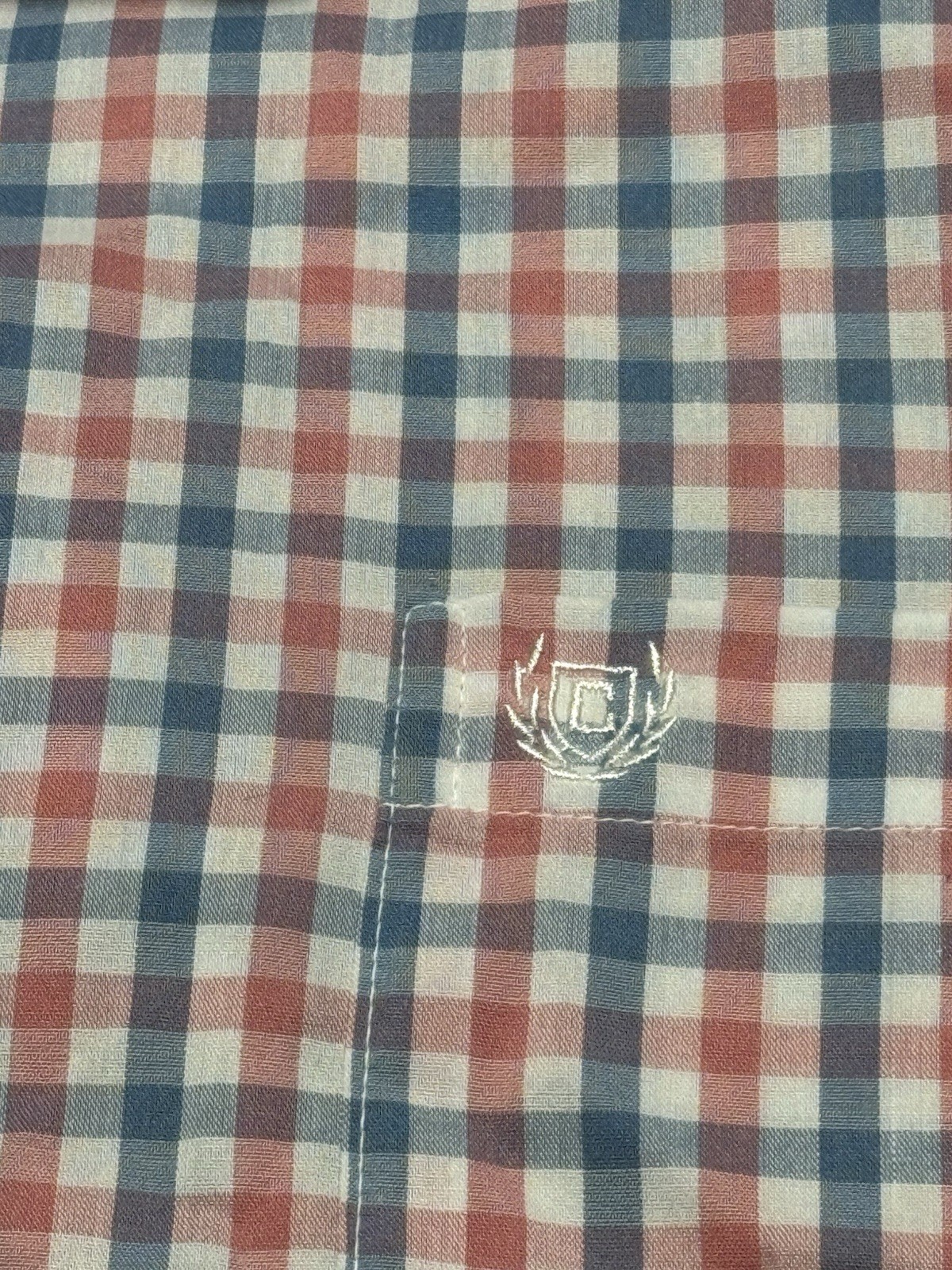 Chaps Easy Care Blue/Red/White Check Short Sleeve Button-Down Shirt Men’s XL