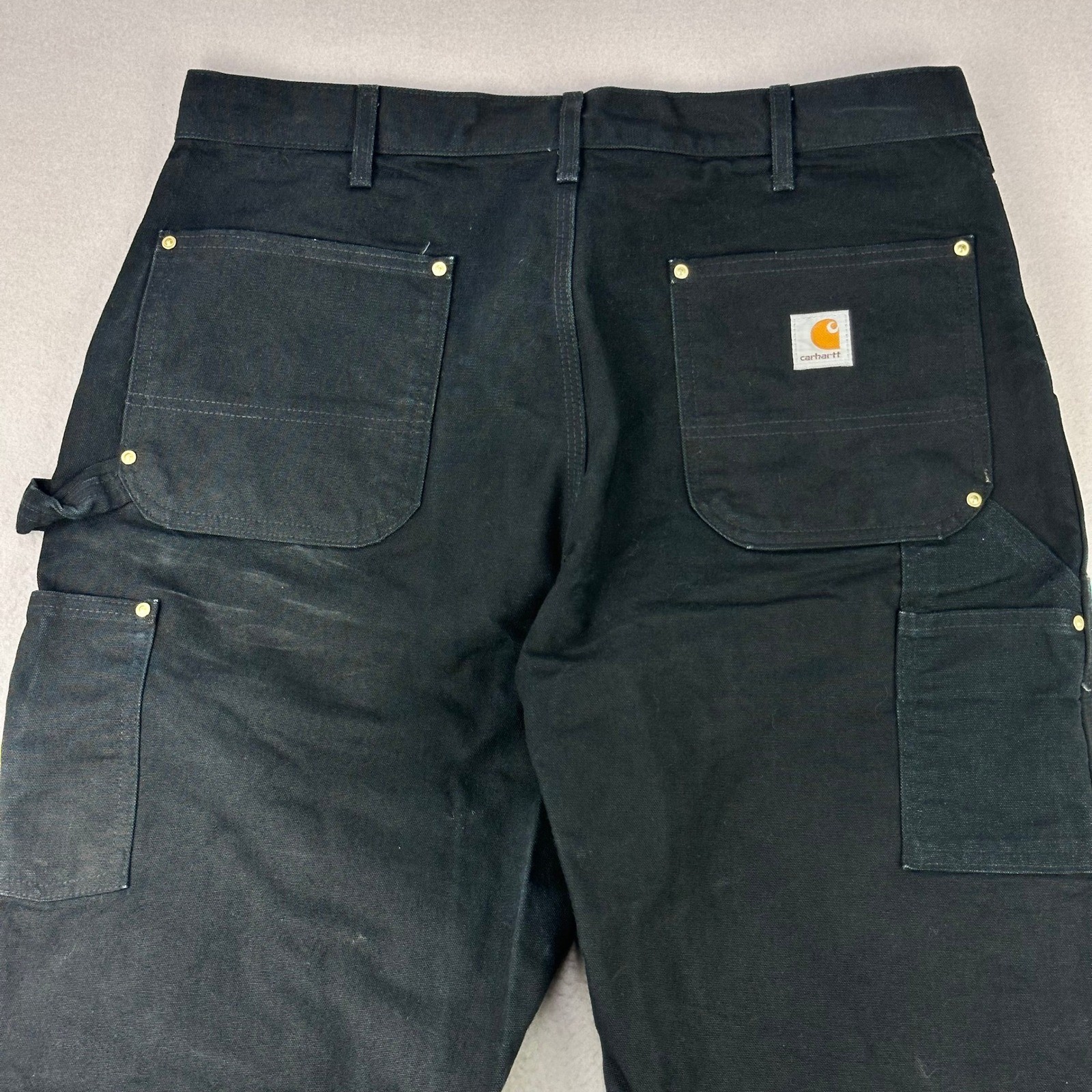 Carhartt Double Knee Work Pants B01-BLK Mens 36×34 Duck Canvas Loose-Fit USA Y2K