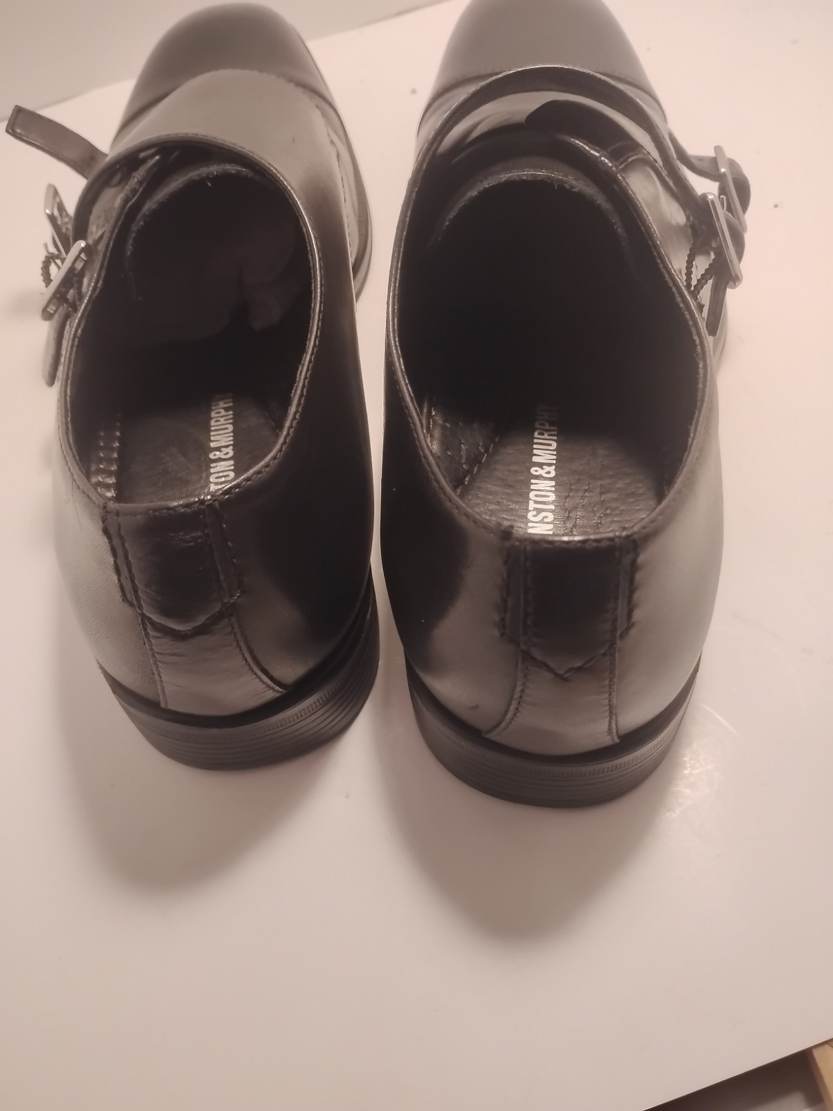 Vintage Birchett Double Monk Straps johnston murphy shoes Black Calfskin 9 1/2