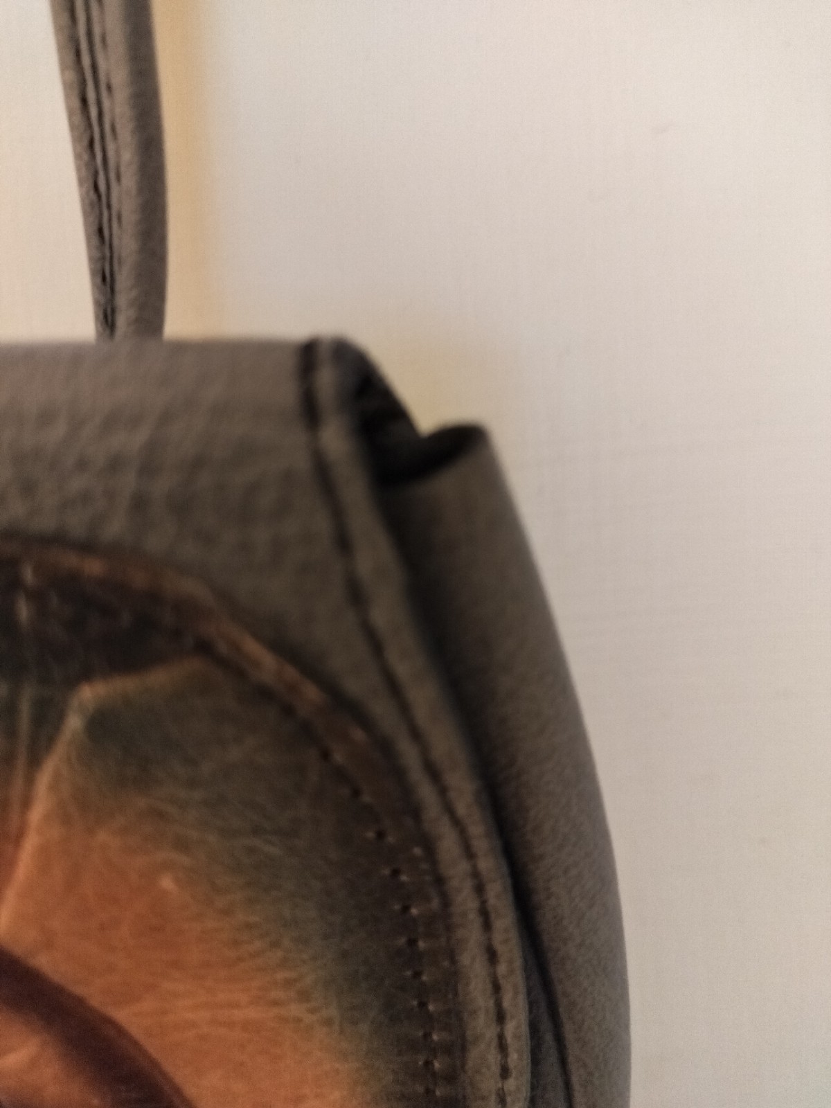 Manatee Gray Leather Mini Purse/35 In/Wear Around Neck Or Around Waist