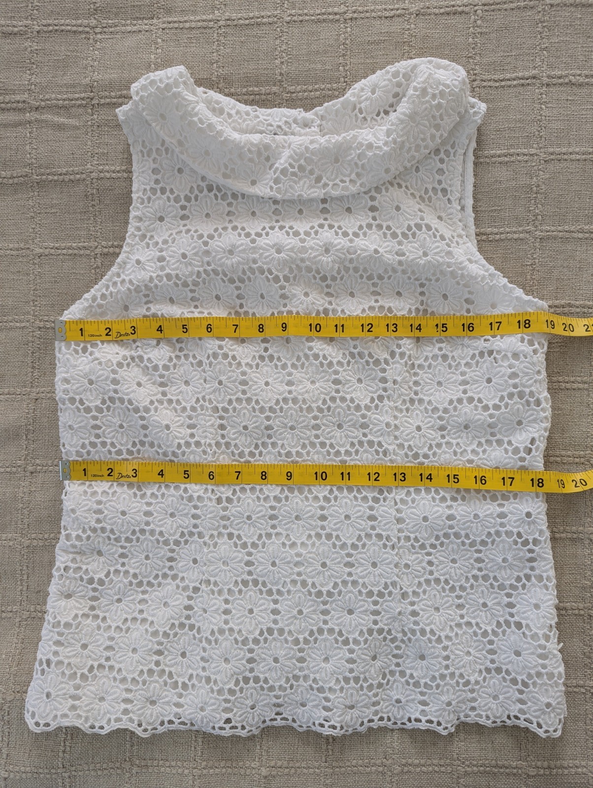 Talbots 8 White Eyelet Lace Shell Top Cotton Floral Sleeveless Peter Pan Collar