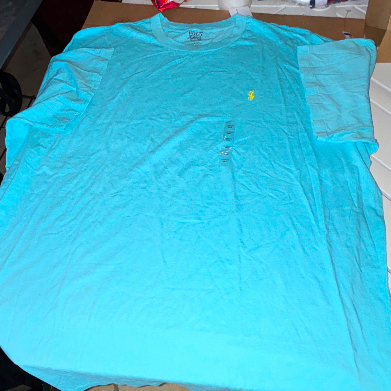 Polo Ralph Lauren Men’s 4XLT Big & Tall Light Blue Polo Pony Logo Crew T-Shirt