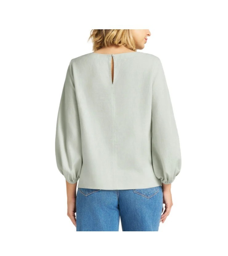 Matty M Women’s Linen Blend Top 3/4 Sleeve Boat Neck