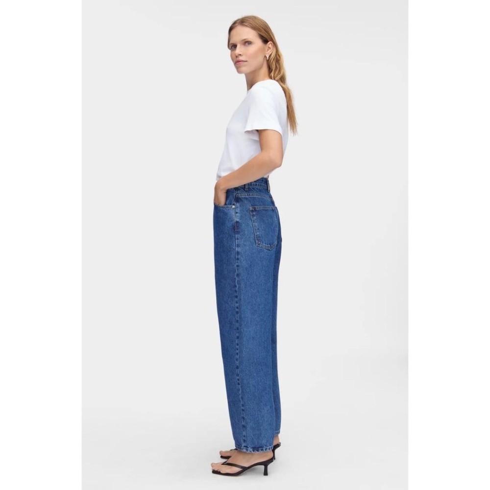 ALIGNE Markus Mid-Rise Barrel Leg 100% Organic Cotton Jeans Mid Blue 27 NWT