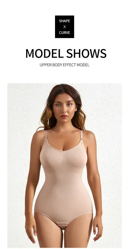 1 Piece Solid Seamless Brief Shaping Shapewear Bodysuit, Tummy Control Butt