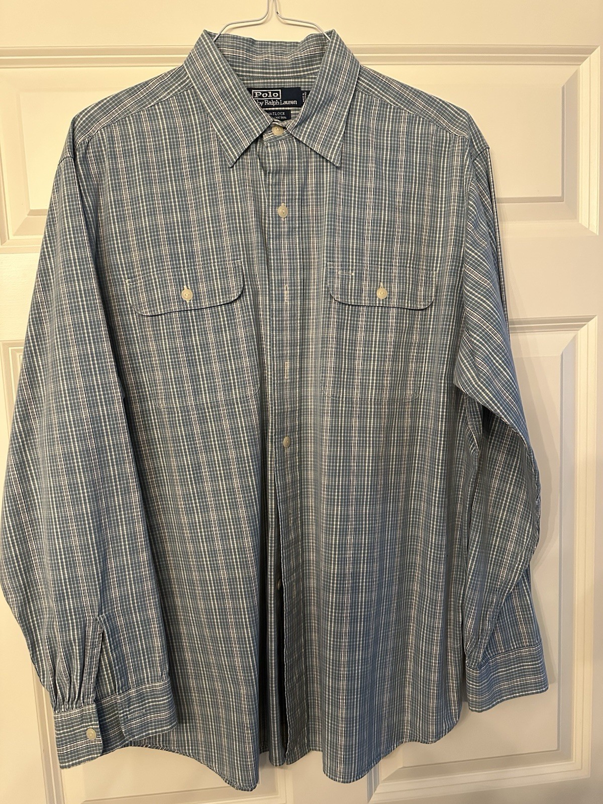 Polo Ralph Lauren Matlock Long Sleeve Shirt Buttons Men’s Size Large Plaid Blue