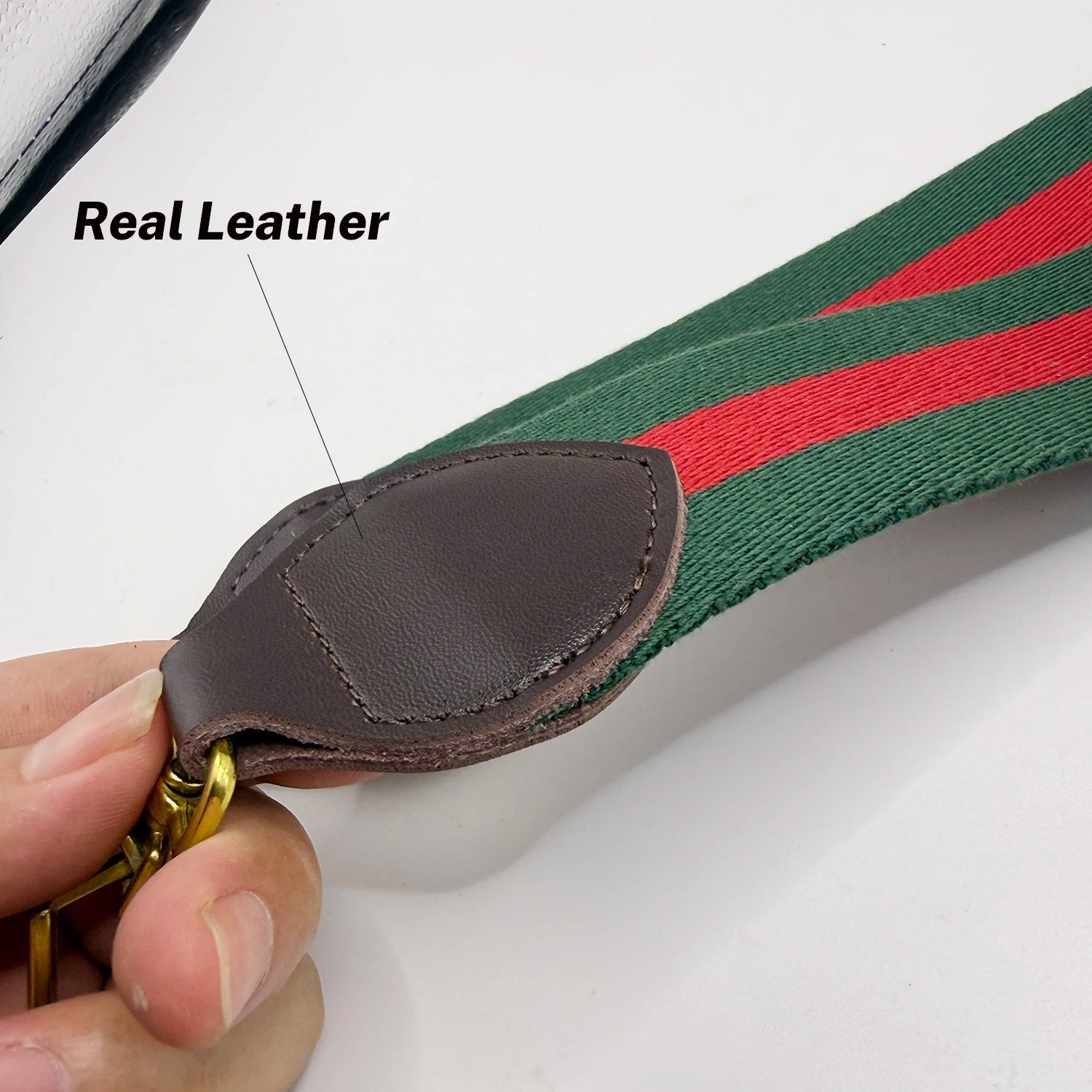 New Crossbody Shoulder Strap Gucci Replacement No Logo Green-Brown Web Leather