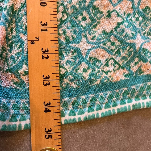 Chicos Soft Tile Stripe Duster Cardigan Sweater 2 L Turquoise Boho Open Front