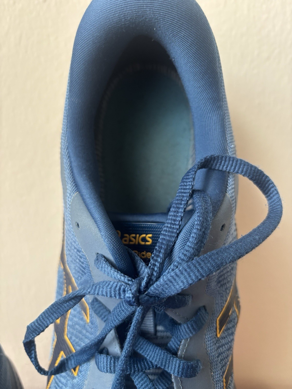 Size 13 – Asics GlideRide Mako Blue Men Pre-Owned 1011A817 Synthetic Fiber Upper