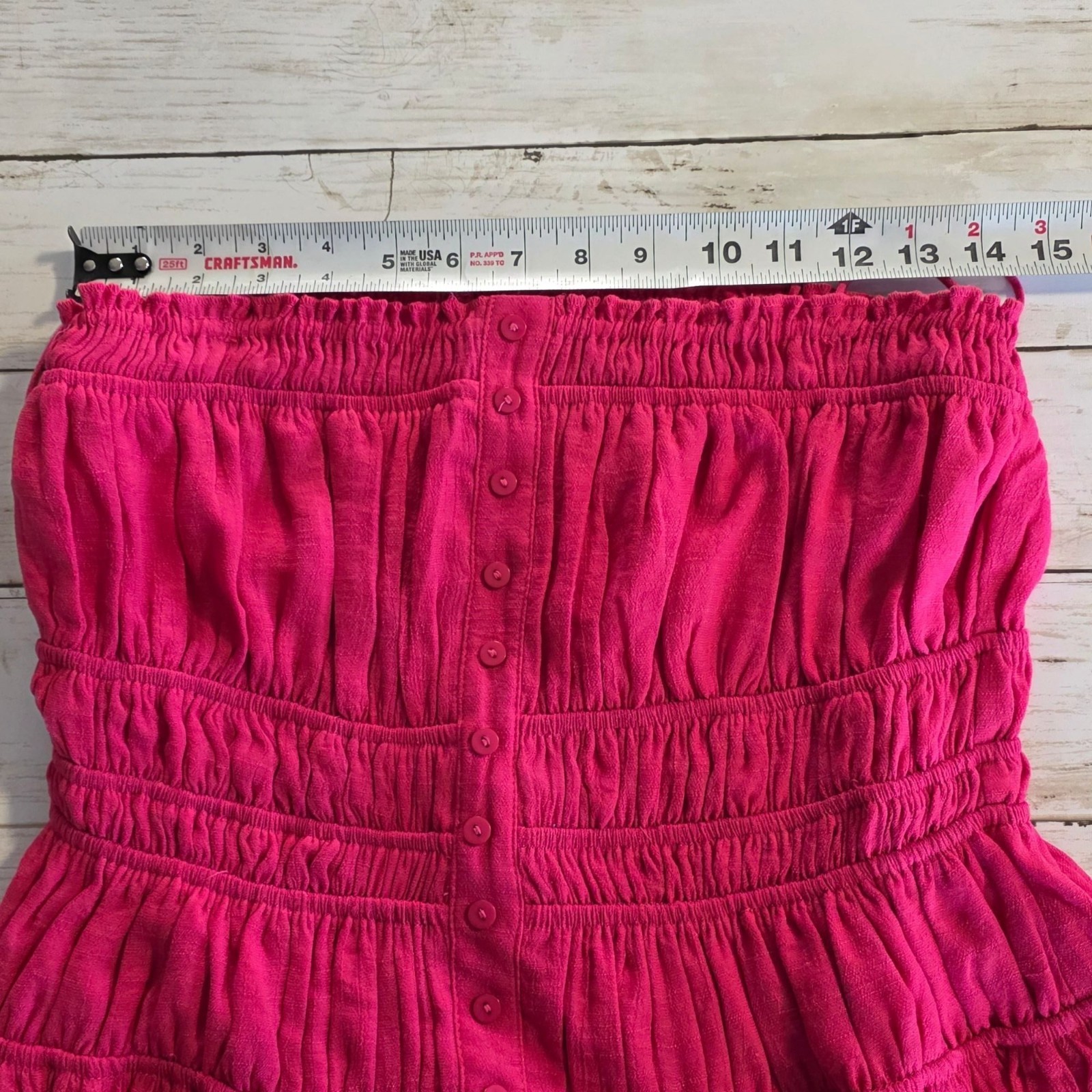 Peach Love Smocked Magenta Muslin Mini Dress Summer Vacay Sundress Size S