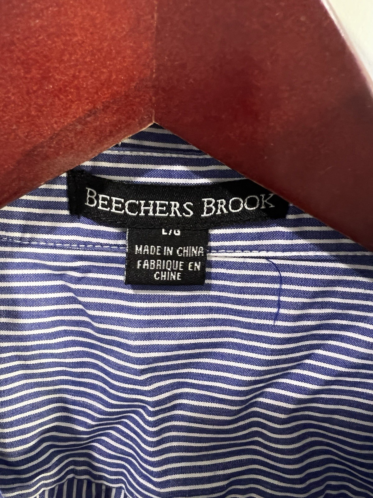 Beechers Brook Womens Blue White Striped Button Down Shirt Size M 3/4 Sleeve