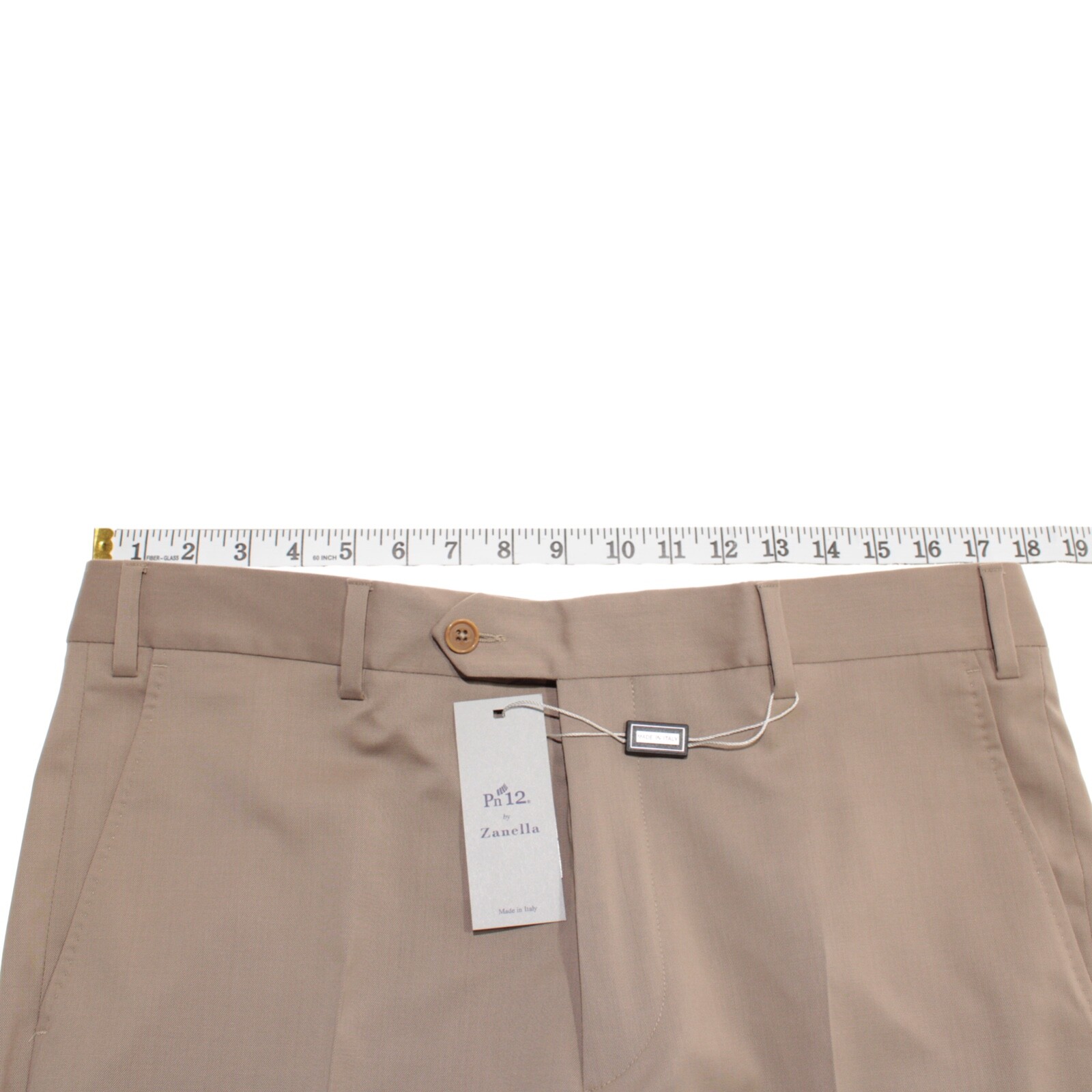 Zanella NWT Dress Pants Size 35 US Pn12 In Solid Beige Wool Blend