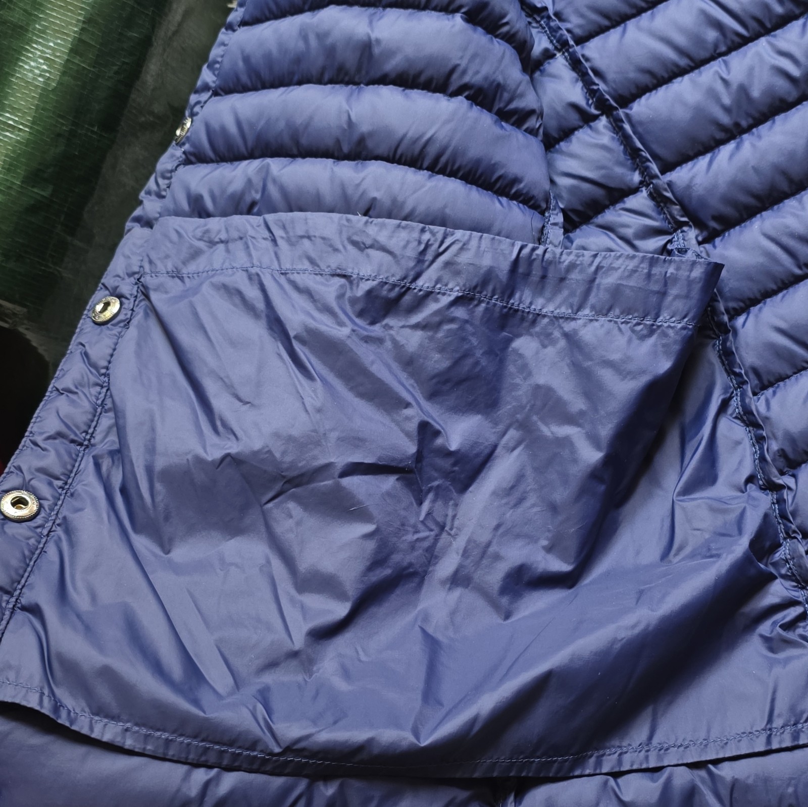 Lands’ End Quilted Puffer Jacket Women’s Navy Blue Snap Full Zip Outdoor – Small