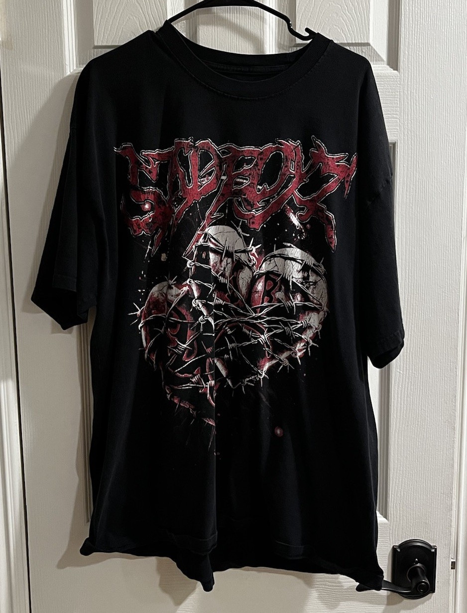 Men’s Black Band Music Graphic Print Double-Sided Crew Neck T-Shirt 2XL