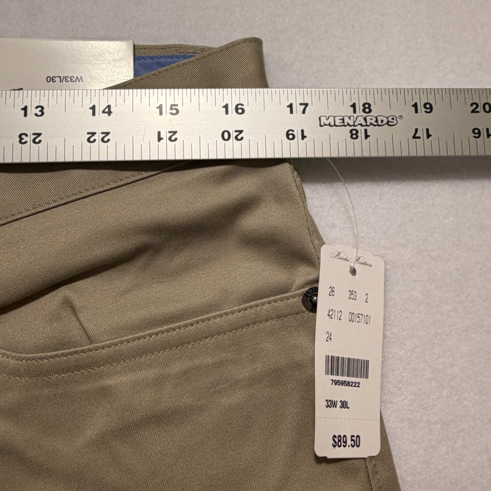Brooks Brothers Mens Lightweight Advantage Chino Stretch Pants Khaki 33×30 NWT