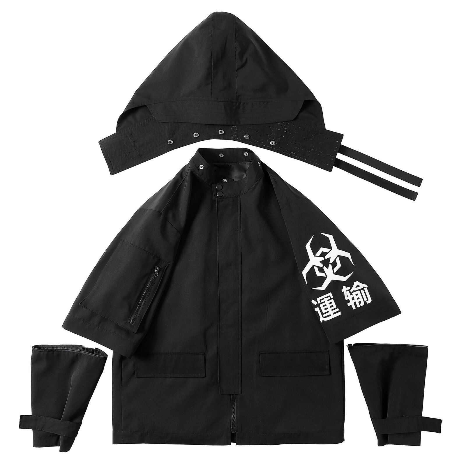 Niepce Techwear Atom Bomb Cyberpunk Windbreaker Urban Hip Hop Hooded Coat Jacket