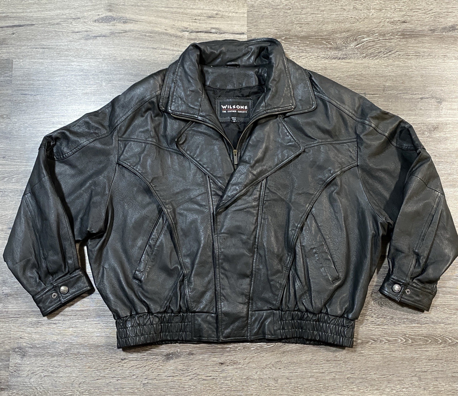 Wilsons Leather Moto Jacket Mens 2X Biker Motorcycle Punk Rock Classic Black