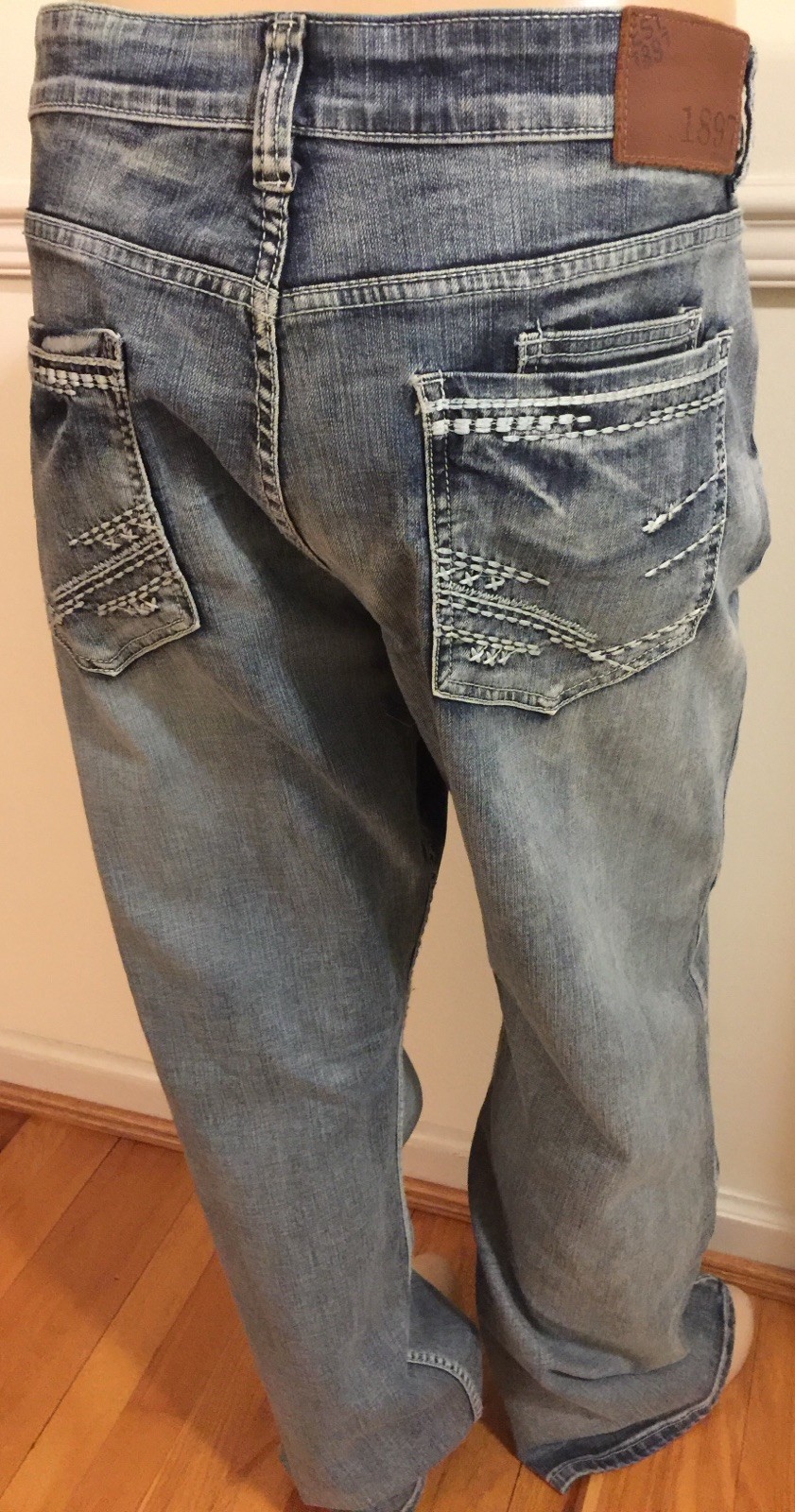 NWT 1897 Denim Men Blue Jean Bootcut 38×34 99% Cotton 1% Spandex 6 Pocket
