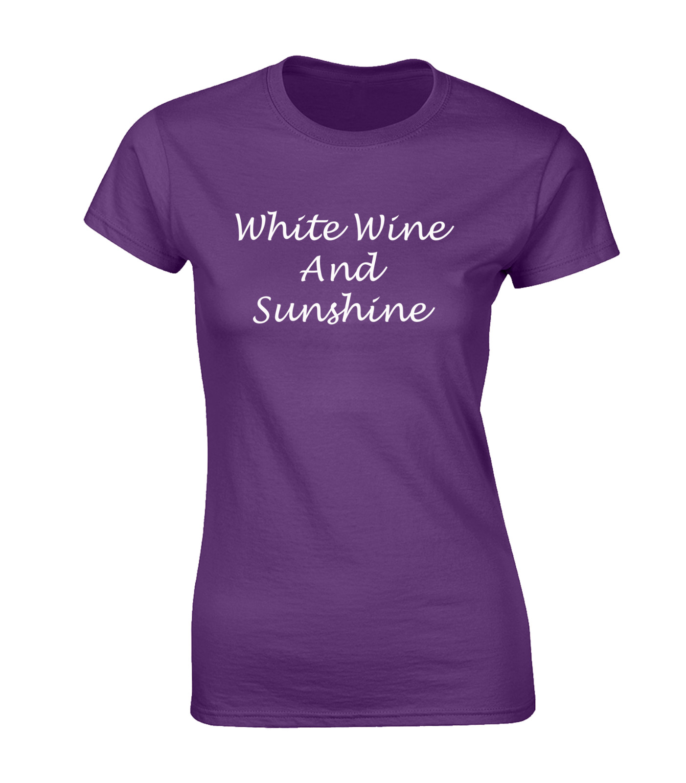 WHITE WINE & SUNSHINE LADIES T SHIRT COOL HOLIDAY CLOTHING SUMMER CASUAL TOP
