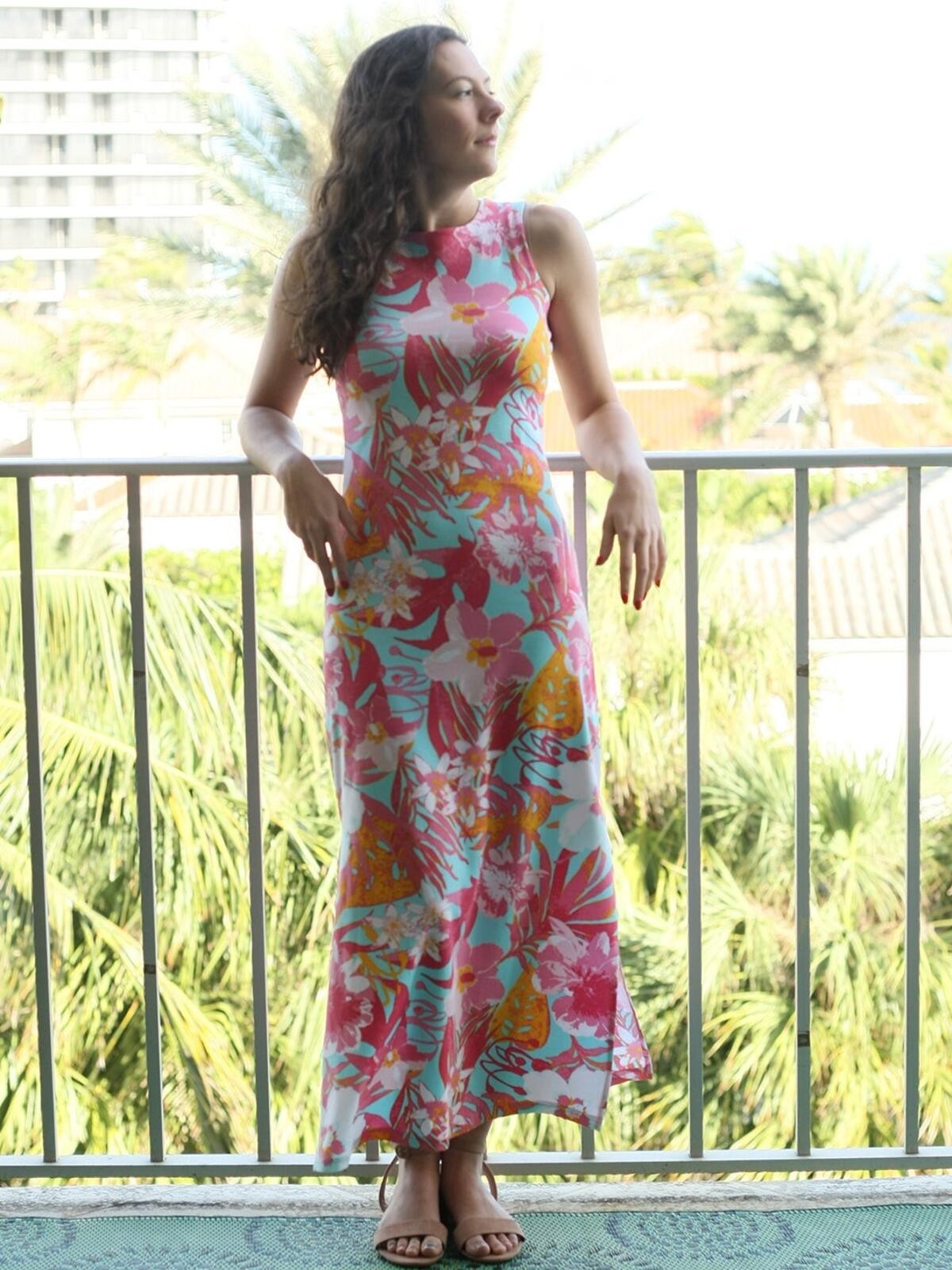 Ana Clare Emilee Maxi Shift Dress Tahiti Size S EUC