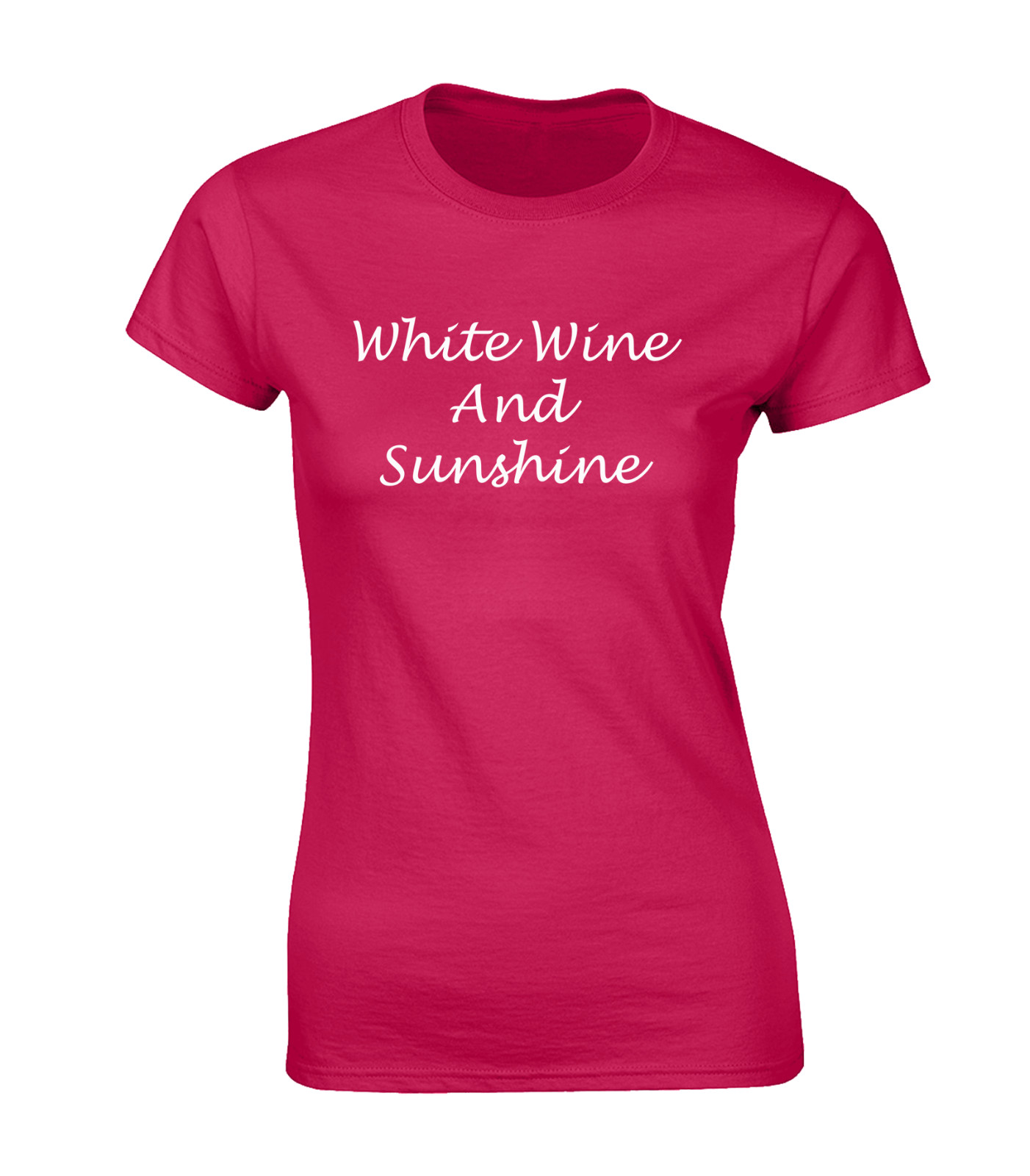 WHITE WINE & SUNSHINE LADIES T SHIRT COOL HOLIDAY CLOTHING SUMMER CASUAL TOP