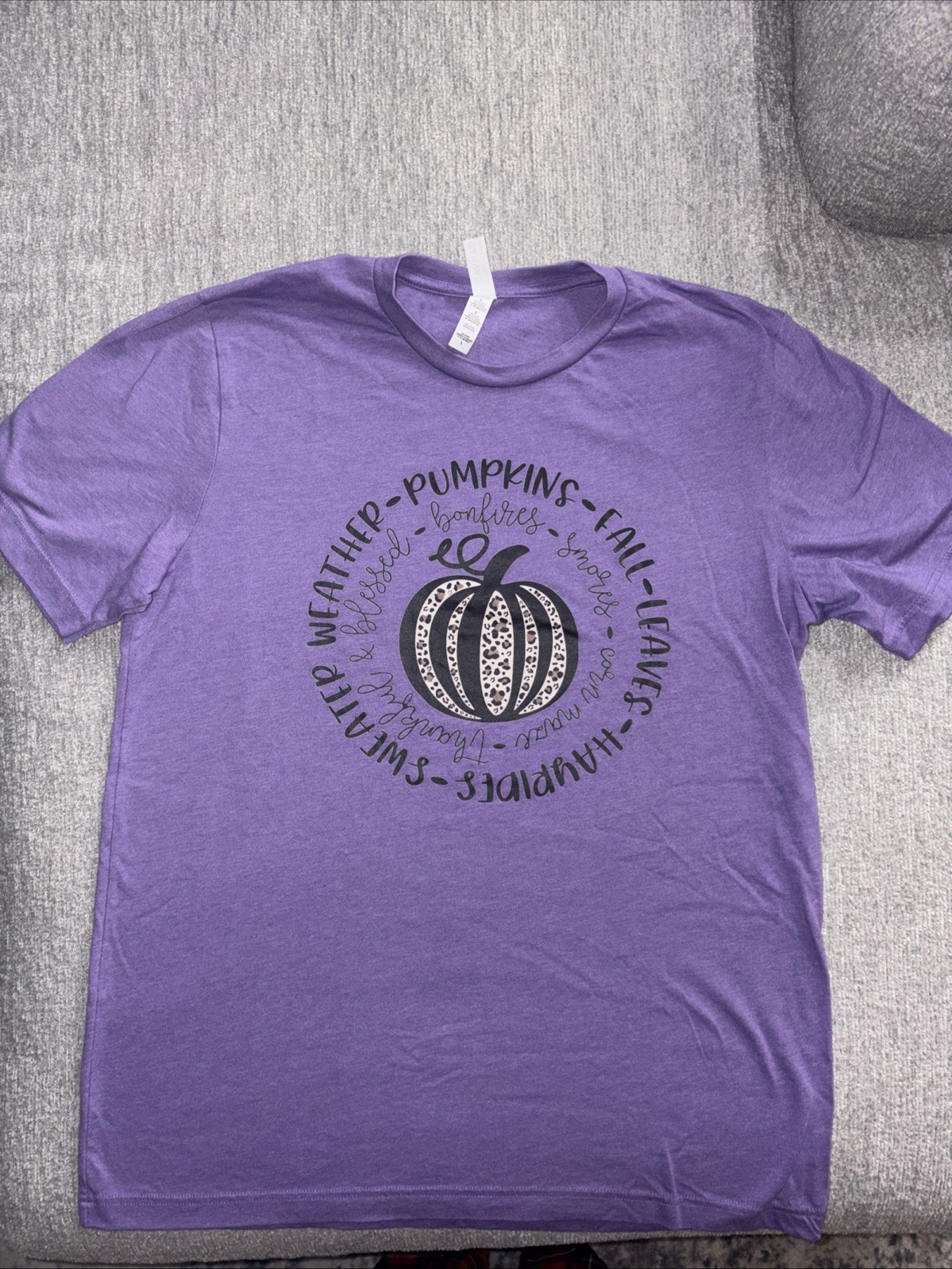 Bella Canvas Unisex Size Large Purple Fall, Halloween, Pumpkin Shirt