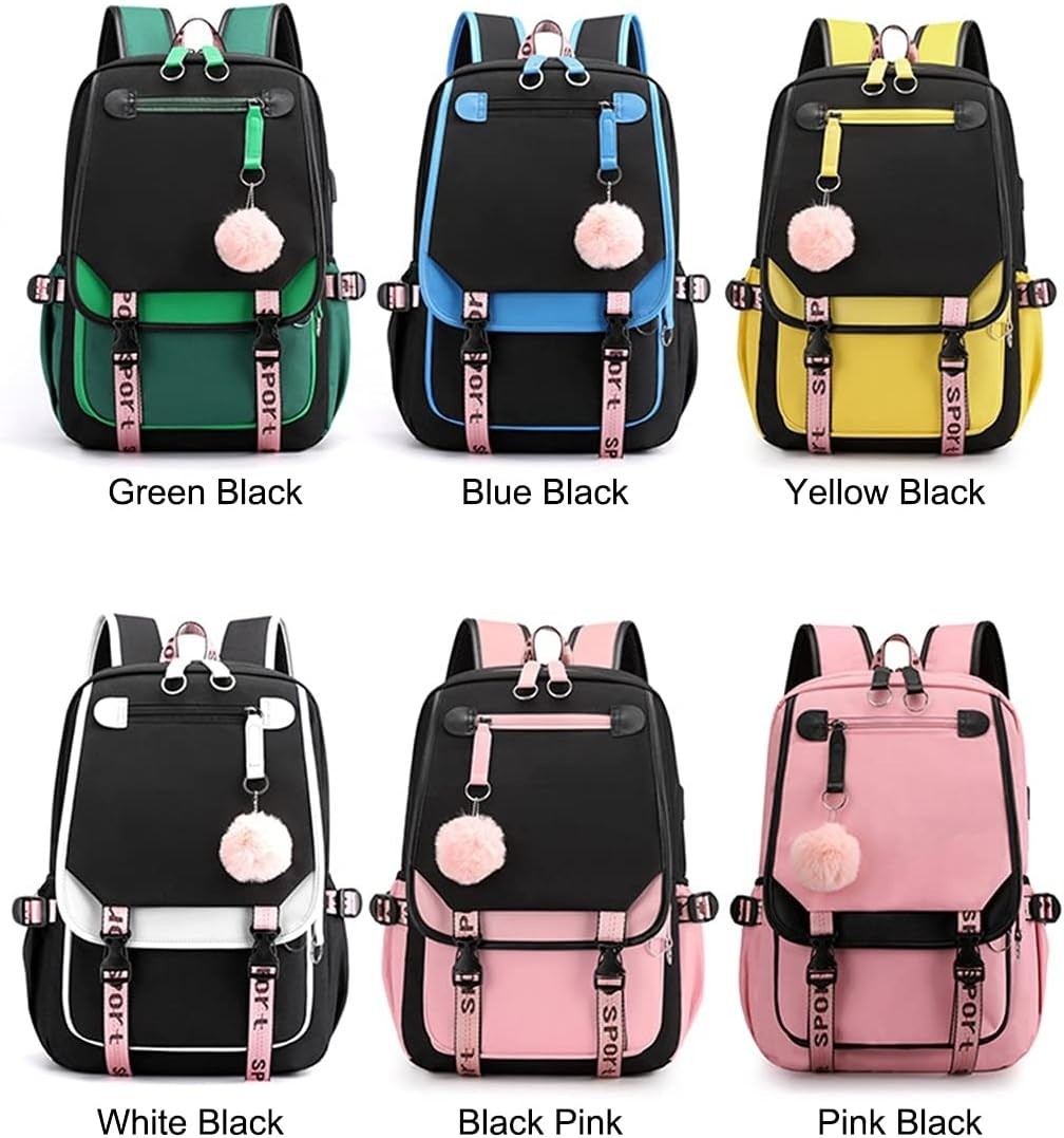 Black Middle School Backpack For Teen Girls Age 8-10 10-12 With Zipper Clearance