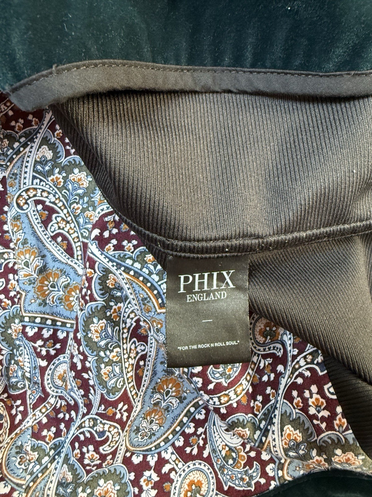 Phix Velvet Jacket Small Teal Button Up Retro Rock Army Military