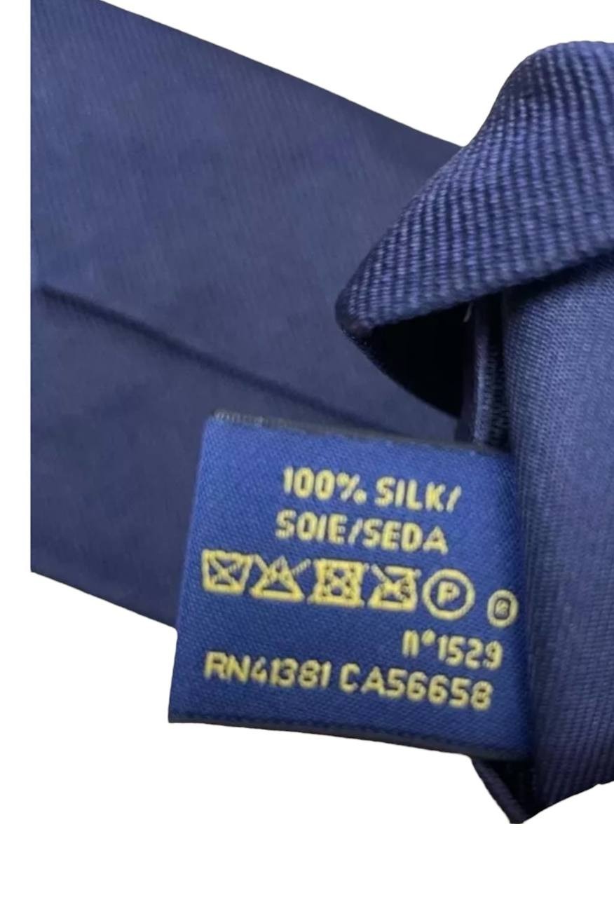 Polo Ralph Lauren Solid 100% Silk Narrow Classic Tie Navy Made In Italy NWT