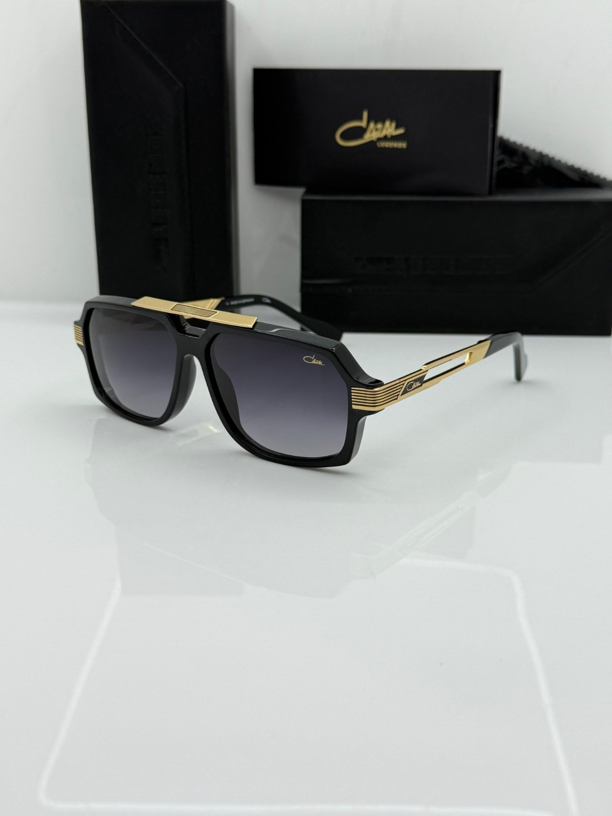 Cazal Sunglasses Legends Black Golden Double Bridge Glasses, fast shipping