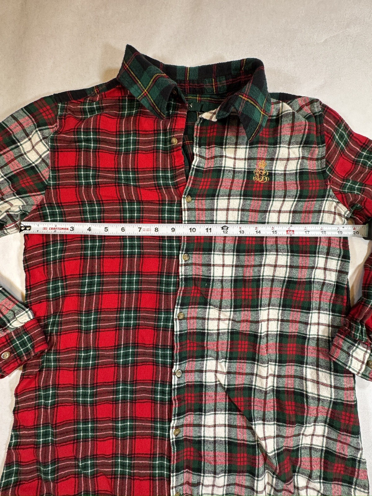Lauren Ralph Lauren Plaid Patchwork Flannel Button Down Tunic Shirt Women’s M