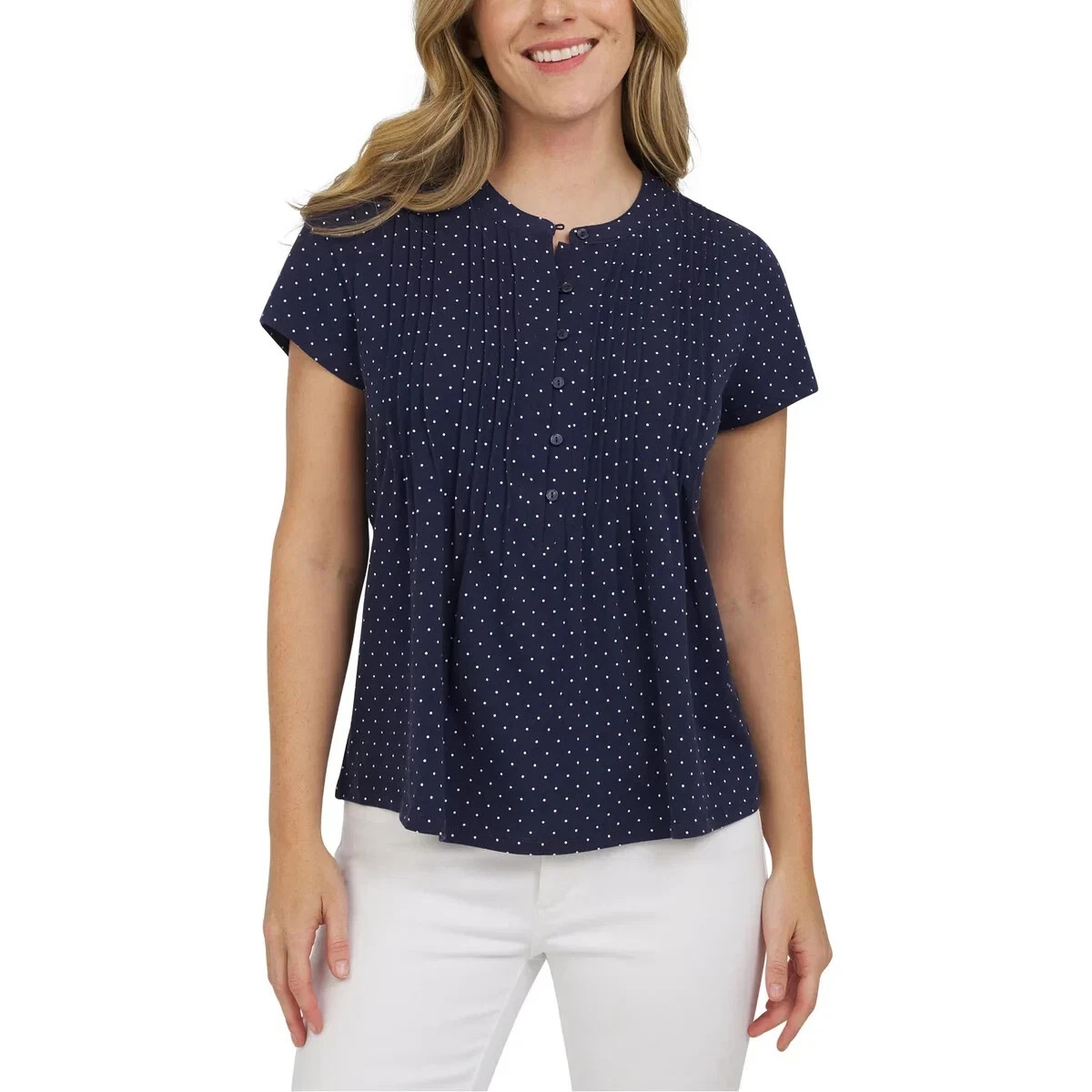 Lands’ End Women’s Short Sleeve Pintuck Blouse(1859436)