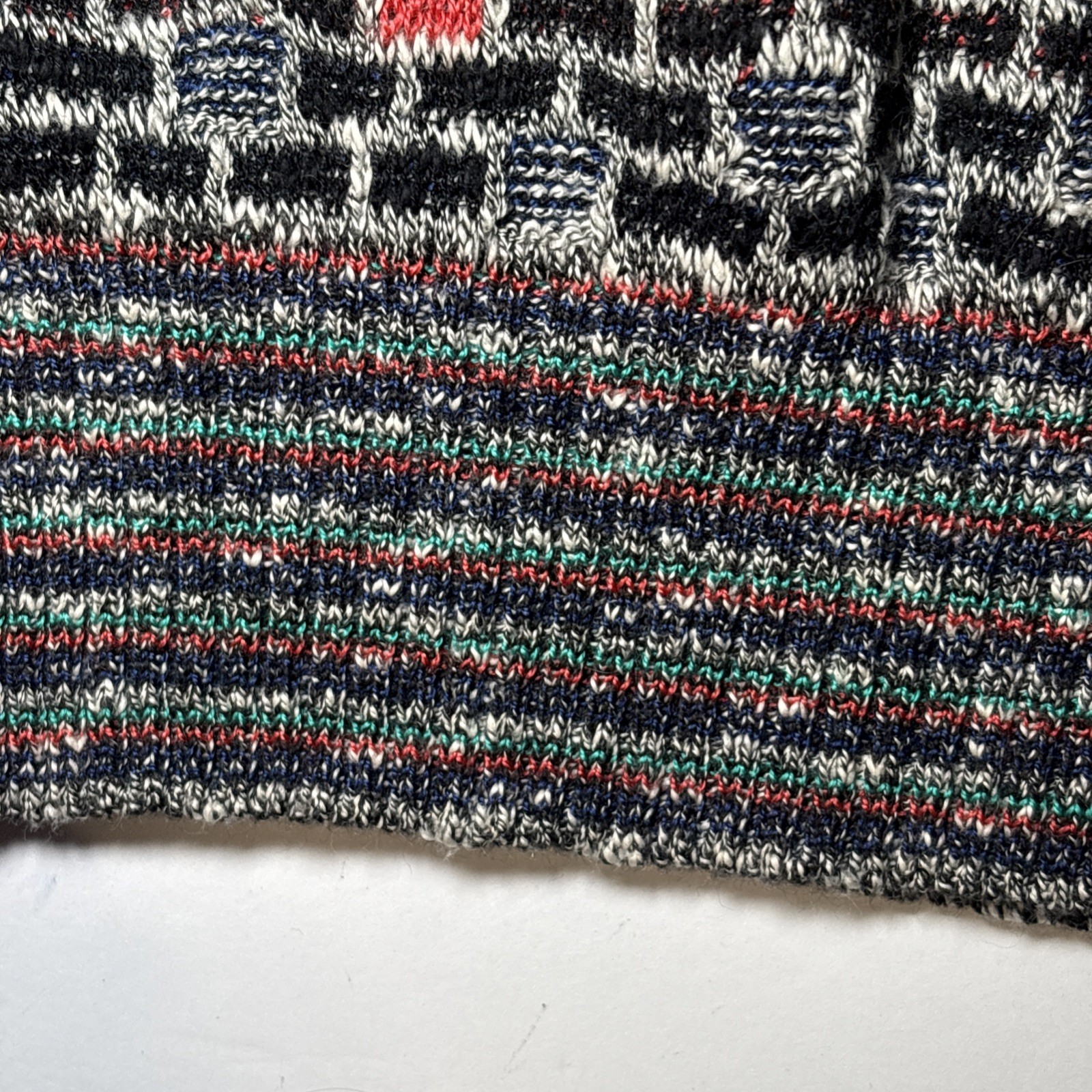 Mondo di Marco Sweater Mens Large Black Brick Colorful Knit Made Italy Vintage
