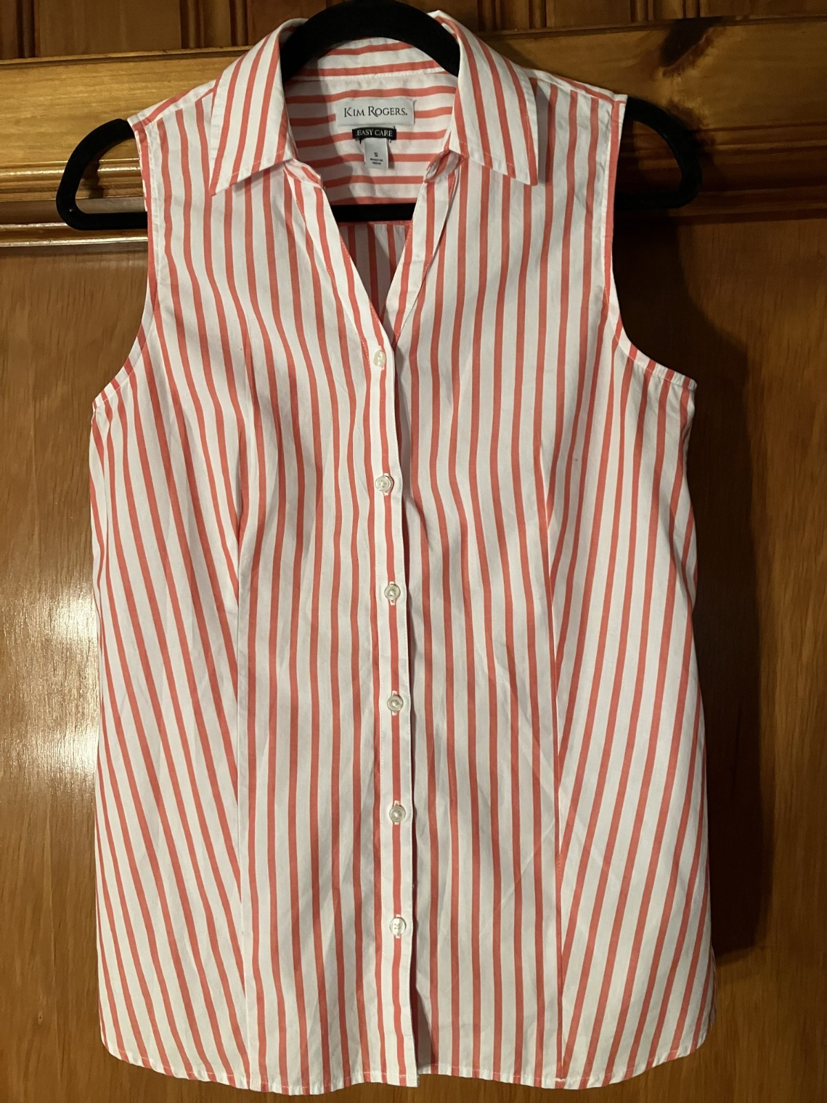 Kim Rogers Sleeveless Striped Button Down Blouse
