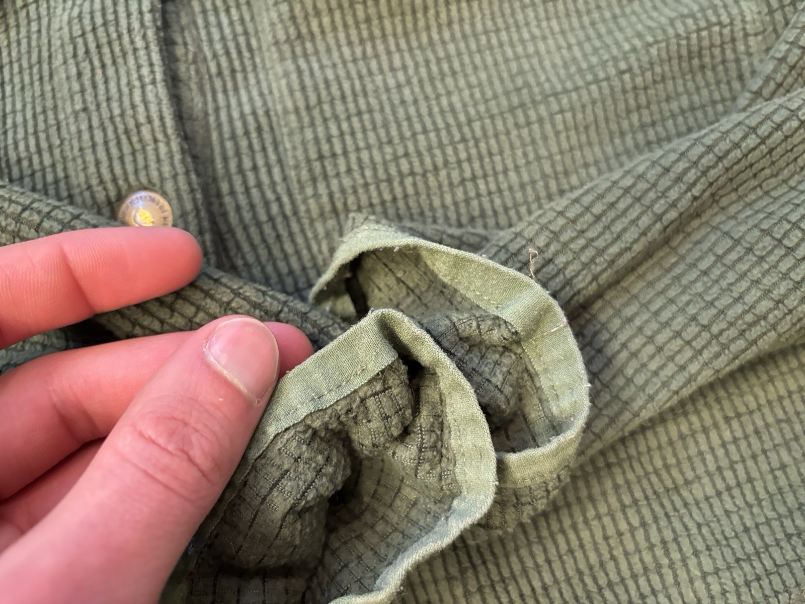 Taylor Stitch The Pack Shirt Snap Pullover Mens Size 40 Olive Green Waffle Weave