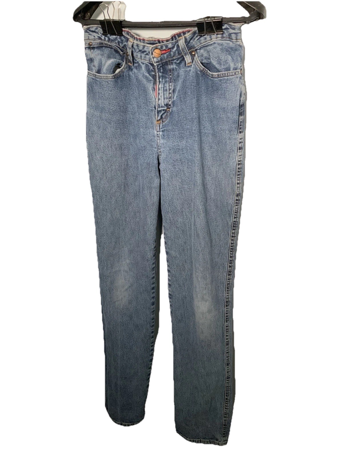 “WRANGLER” LEATHER PATCH WOMENS JEANS-7/8 X 34″ 99% COTTON 1% SPANDEX Boot Cut