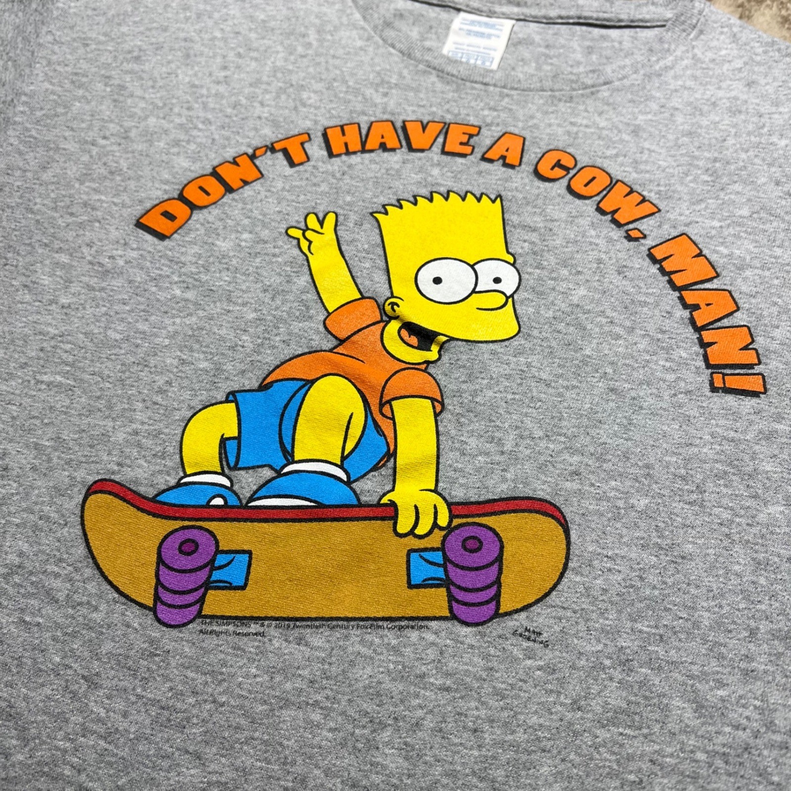 Delta The Simpsons Bart Simpson Skateboard Don’t Have A Cow Man Gray T Shirt L