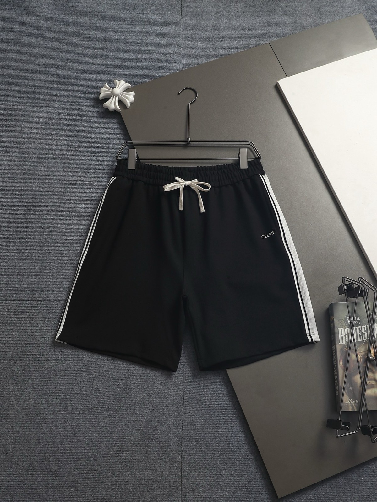 CELINE Classic Cotton Shorts with Double-Sided Logo Embroidery – Multiple Sizes