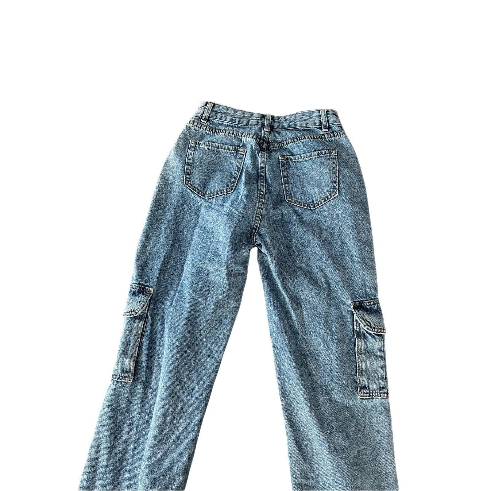 AMAZING y2k Beginning Boutique Light Wash Cargo Jeans Wide Leg Women’s Size 4