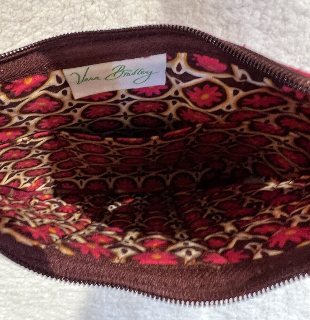 Vera Bradley Fuchsia Orange Tan Over The Shoulder Olivia Carnaby Purse Ret. 2009