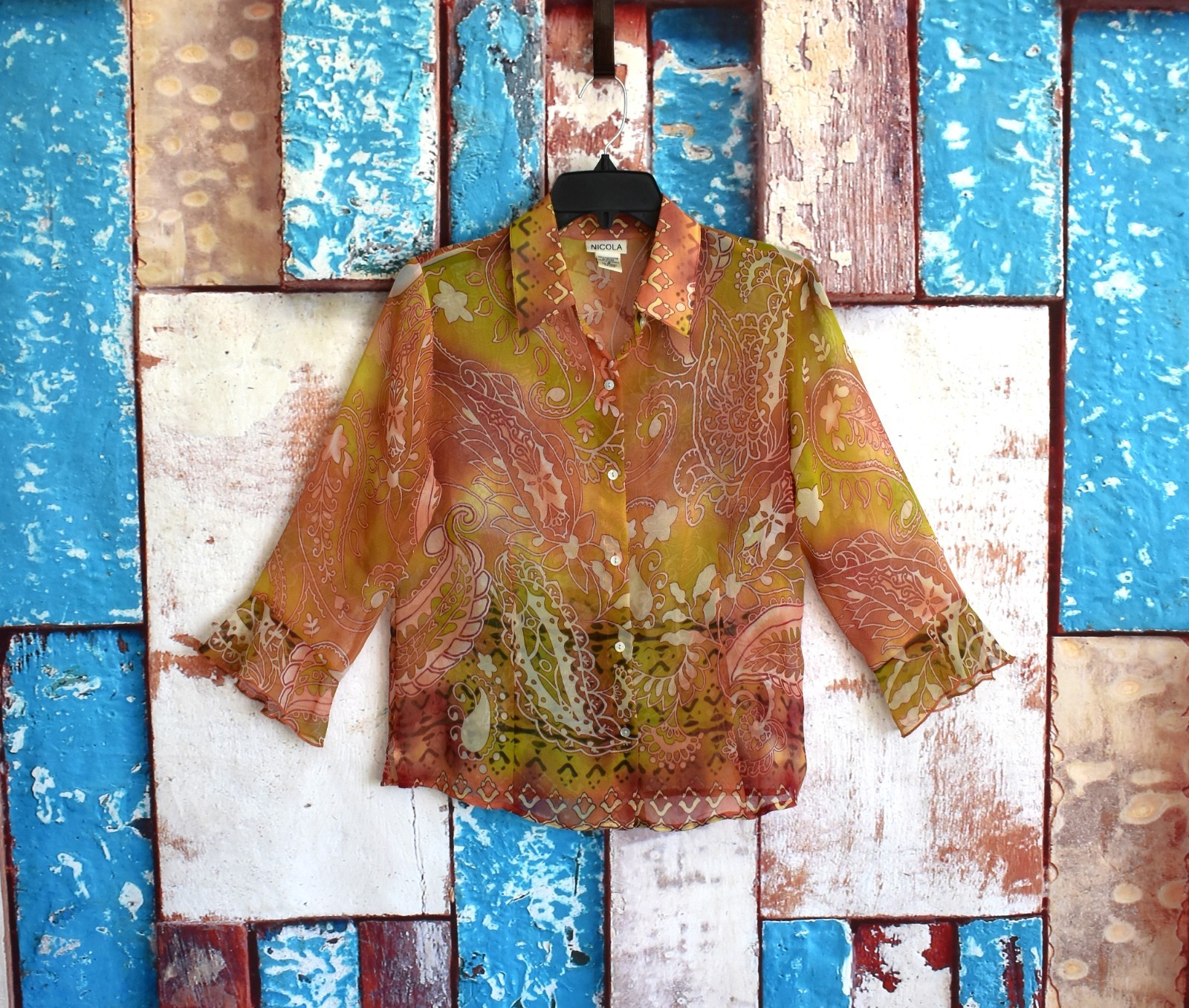 Women’s Nicola Floral Blouse Long Sleeve Transparent SMALL Multicolor