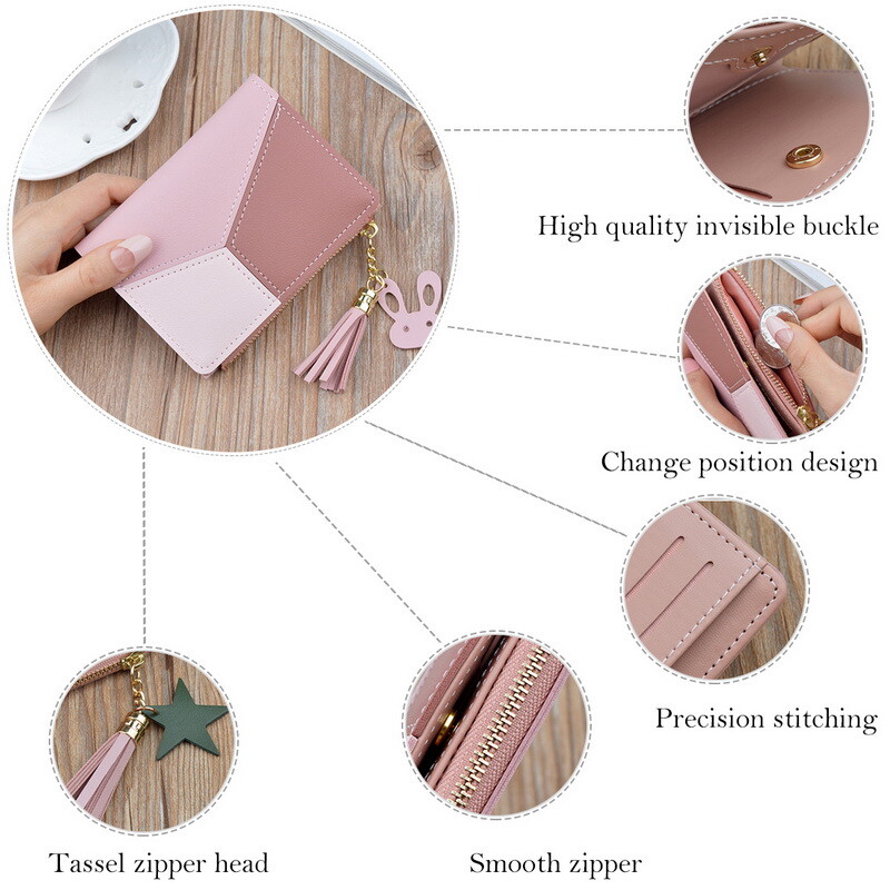 RFID Blocking Women Small Leather Wallet Credit Card Holder Mini Bifold Purse US